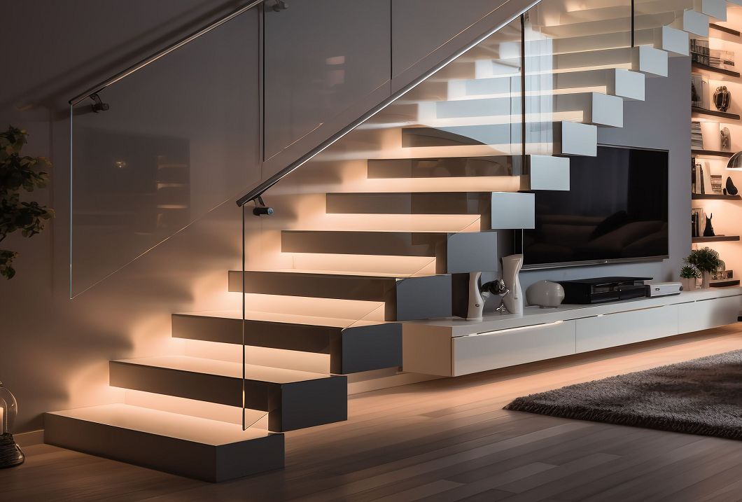 LED-Lichtdesign an Treppenstufen